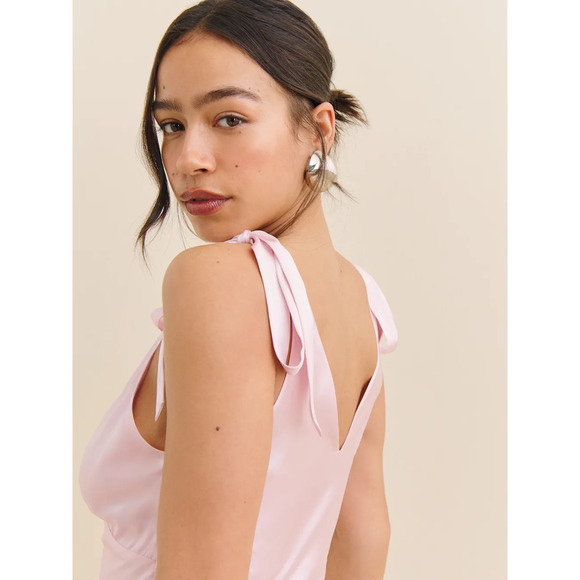 Reformation Pernille Silk Dress Cherry Blossom - Picture 4 of 9